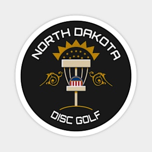 North Dakota Disc Golf - State Flag Black Magnet